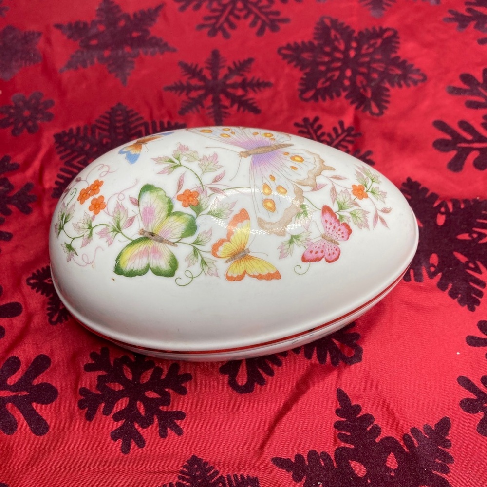 VTG Avon Butterfly Floral Egg Oval 22 K Gold Trimmed Trinket Dish 1974 Easter - Picture 6 of 6